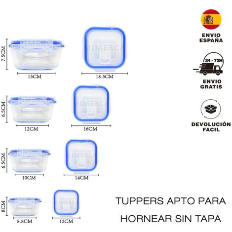 fiambrera cuadrada cristal con tapa hermetica para micro 750 cc quttin