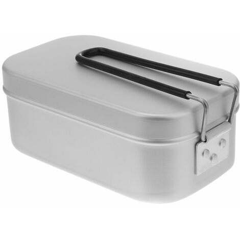 Fiambrera De Lata De Aluminio MINKUROW Con Tapa, Contenedor De Alimentos De 800ml, Fiambrera Para Interior, Exterior, Camping, Picnic Con Falda (Plata)