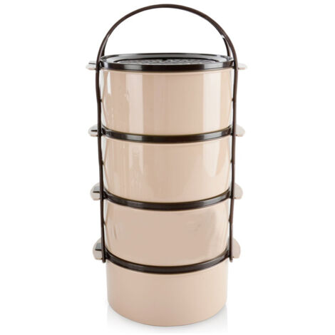Fiambrera de plástico de 4 niveles, 4 x 1,5 l