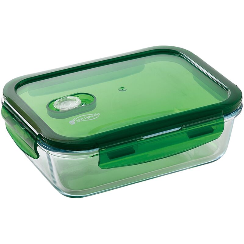 

Fiambrera hermetica rectangular 1500ml San Ignacio Vitoria de borosilicato en color verde
