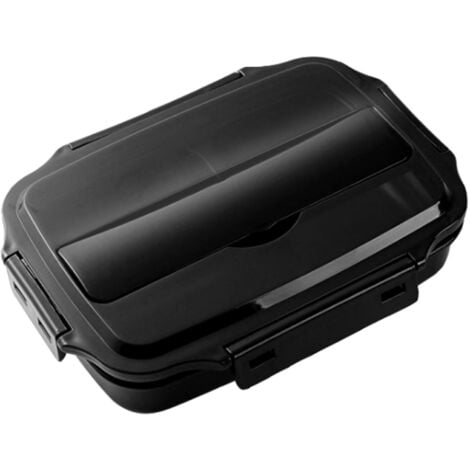 Fiambrera portátil 304 Acero inoxidable a prueba de fugas Calefacción por microondas Recipientes de comida divididos con cuchara Palillos Cuatro negros + cubiertos