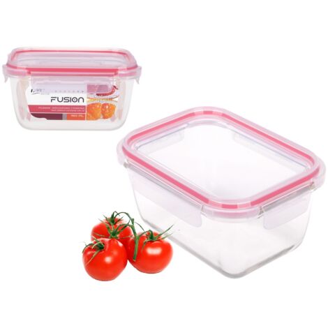 Fiambrera rectangular de cristal resistente al calor con tapa FUSION artículo 81452 hermética 950 ml para alimentos cierre hermético con clip junta de silicona