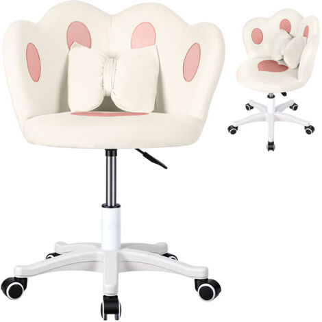 FIANAO – Bürostuhl – Schminktischstuhl – Ergonomisches Design – 360° drehbar, höhenverstellbar – Weiß