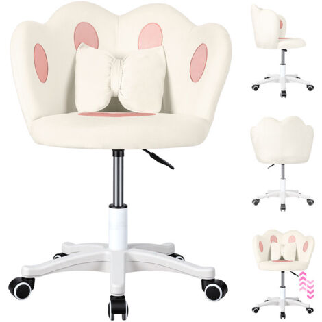 FIANAO - Chaise de bureau - Chaise de coiffeuse - Design ergonomique - Rotation à 360°, Hauteur réglable - Blanche