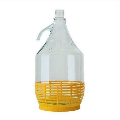 Fiasco damigiana in vetro Dama Toscana 5 lt per vino vini imboccatura tappo a vite escluso e base rivestita in plastica
