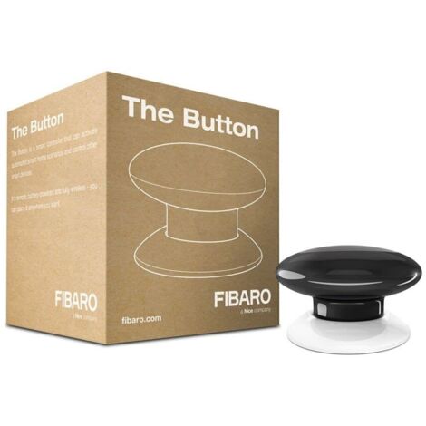 Fibaro FGPB-101-2: Pulsante Nero per Controllo Sirene, Allarmi e Scene Personalizzabili in Domotica Intelligente