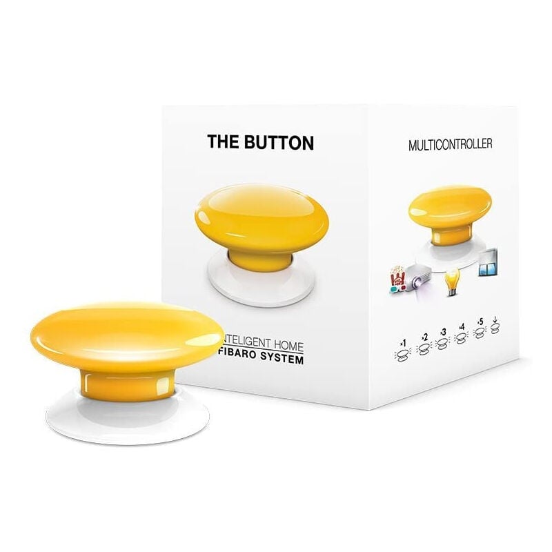 

FGPB-101-4 botón para control de sirenas, alarmas y escenas configurables en hogares inteligentes, Color Amarillo - Fibaro