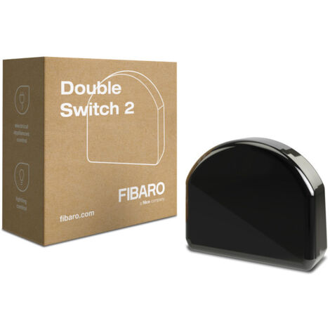 Fibaro Relais Double Switch Noir 2 x 1,5 kW avec Mesure