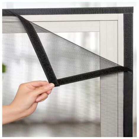 Fiberglas-Fenstergitter, sehr dichtes Netz, Fenstergitter ohne Bohren, mit Klebestreifen, Fliegenschutz für Fenstertüren, transparentes Netz für Katzen, 120 x 150 cm, schwarz