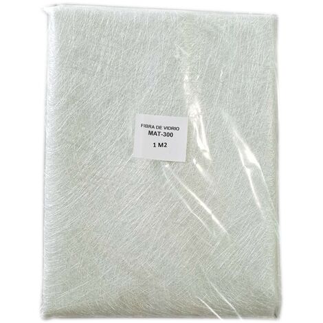 GLOBAL NETWORK Fibra de Vidrio MAT-300 (densidad 300gr/m2) 1m2 para reparaciones 1m2 fibra de vidrio MAT-300 (refuerzo para resina de poliester) 1 metro cuadrado Densidad 300gr/m2 fibra de vidrio para reparaciones