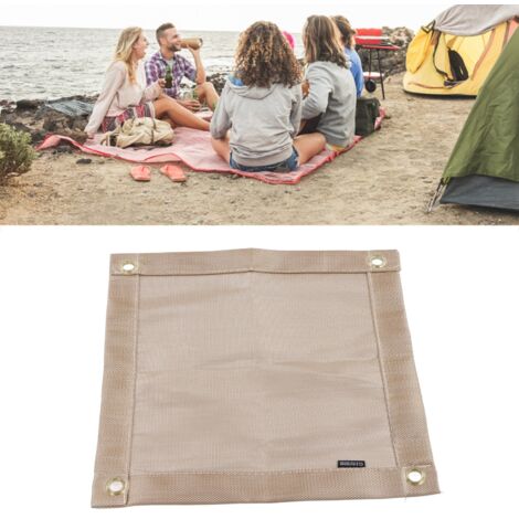 [Fibre résistante feu] Tapis ignifuge fibre de verre haute température, 30x30cm, idéal barbecue camping picnic, avec sac de rangement