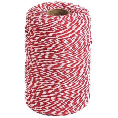 Ficelle de chanvre rouge et blanche, ruban de ficelle de coton de 100 mètres pour la pâtisserie, la découpe de viande, le bricolage, l'emballage de cadeaux et les décorations de Noël
