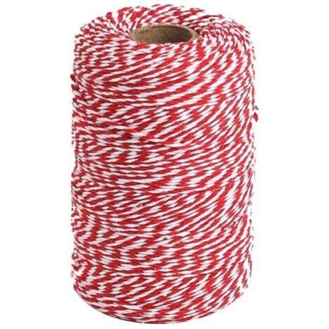 Ficelle de chanvre rouge et blanche, ruban de ficelle de coton de 100 mètres pour la pâtisserie, la découpe de viande, le bricolage, l'emballage de cadeaux et les décorations de Noël