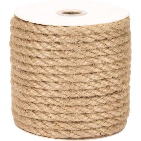 Ficelle jute 8mm 20 mètres naturelle torsadée - Robuste pour jardin, bricolage, déco, emballage, paillage, DIY créatif