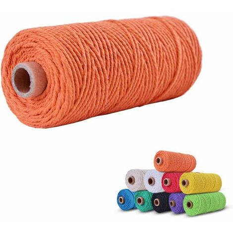 Ficelle Jute Coton 3mm x 100m, Coton Naturelle Cordelette, Corde Macramé Decorative Chanvre Tressée DIY Travaux Manuel pour Emballage Cadeau Décoration Artisanat Suspendues (Orange) S'arêern