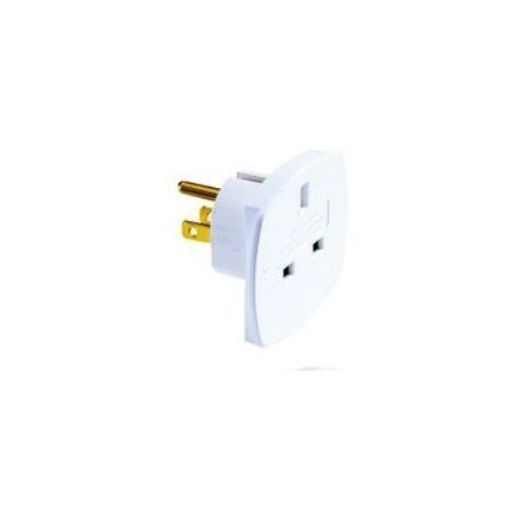 Fiche 2P+T 13A 125V sortie Angleterre sur socle USA adaptateur de voyage (BRITISH/USA) broches plates EBENOID 010143