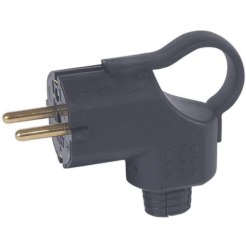 LEG50252 fiche standard 2P+T 16 a sortie latérale câble ø 2,5 mm noir - Legrand