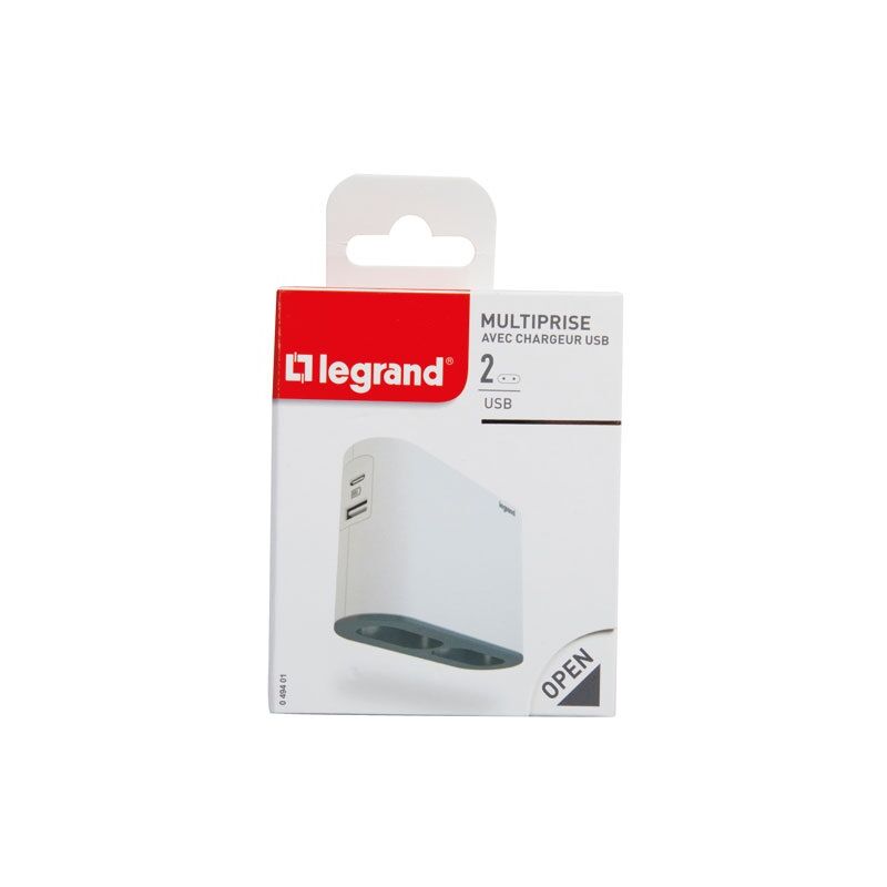 Legrand - Quadriplite corner 2 prises 2P 6A usb a+c blanc/noir