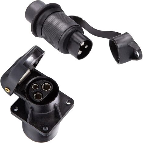 Fiche 3 Broches male et Prise 3 Broches femelle,Prise Remorque 3 Broches,12V Étanche Prise 3 Broches Male Femelle Connecteur,Prise 3 Broches pour Tracteur Agricole Véhicule Bateau (SK0306)