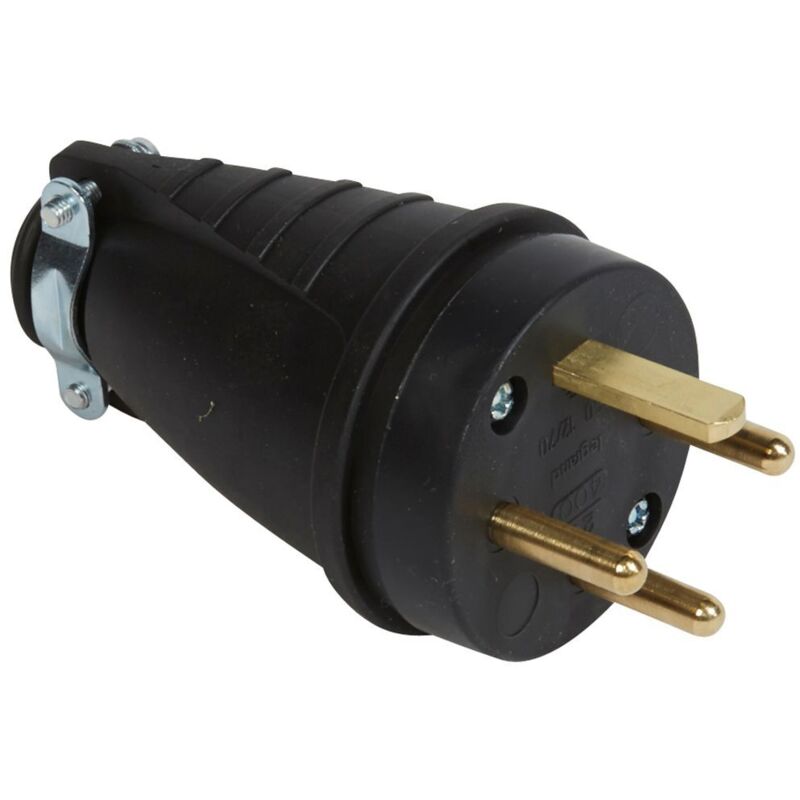 Fiche caoutchouc 3P+T 20A à sortie droite avec anneau de suspension - 055070 - Legrand