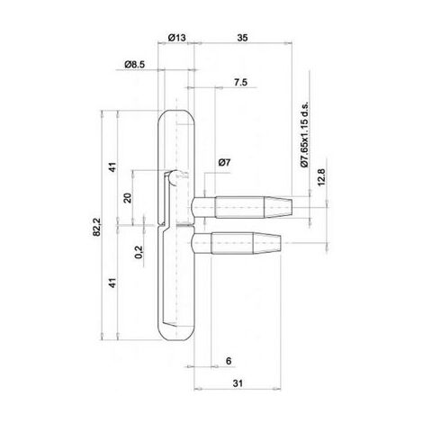 Fiche à visser Otlav S.P.A. chromé Ø x hauteur 13 x 82.2 mm