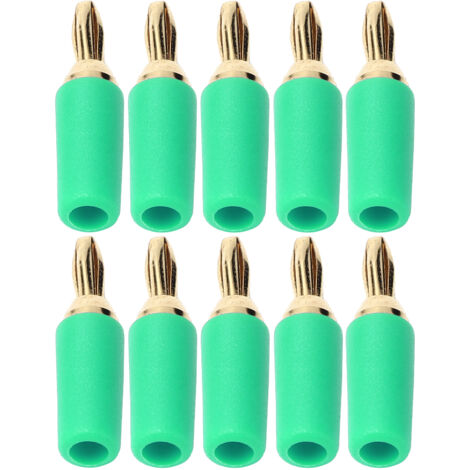 Fiche Banane, 10 Pièces à Souder Bricolage Fiche Banane, 2,5 Mm en Laiton Plaqué or Type de Soudure Connecteur Mâle Kit D'accessoires pour la Maison, Connecteurs et Adaptateurs(Vert)