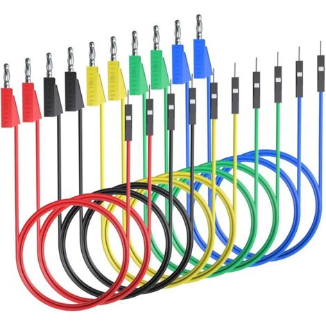 Fiche Banane Empilable pour Planche à Pain Câbles Silicone Souple Mesures Électriques