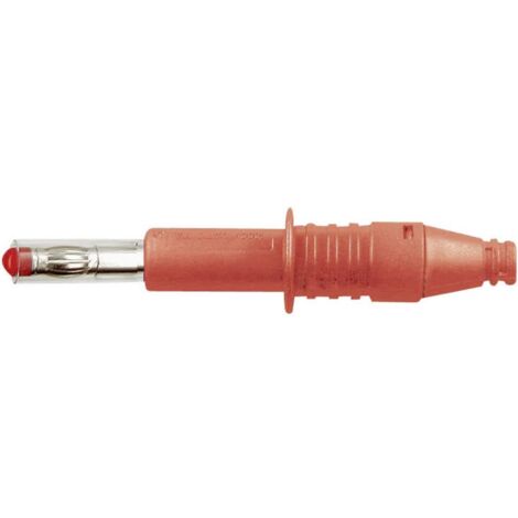 E44-Cordon de mesure fiche banane male 4mm / grip-fil l=100cm - cat1 60vdc  3a - rouge - à 4,90 €