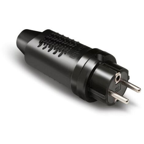 FICHE BIPOLAIRE 16A CAOUTCHOUC NOIR IP44 - 1107