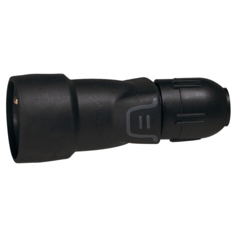 Fiche caoutchouc noire  2p+t 16 a  connexion auto et presse-étoupe standard femelle