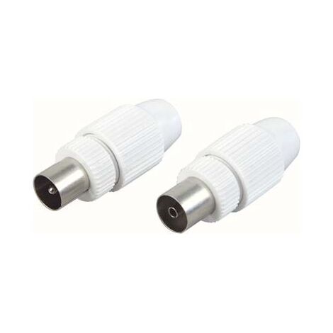 Fiche coaxiale, blanc