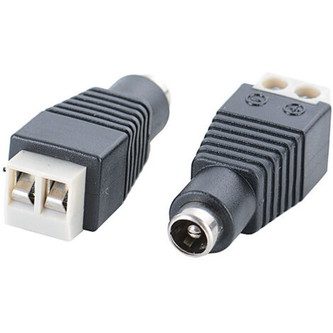 Fiche d'alimentation sans soudure DC5521 avec vis et bornes de fixation, adaptateur de fil sans soudure pour caméras de surveillance.