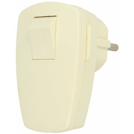 Fiche de sécurité coudée avec interrupteur 16A, blanc crème