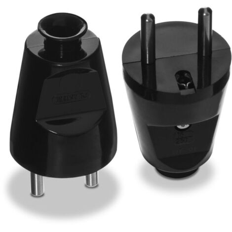 FICHE DROITE DÉTAILLABLE 2P+Z, 16A, 250V NOIRE - VT-301-0035