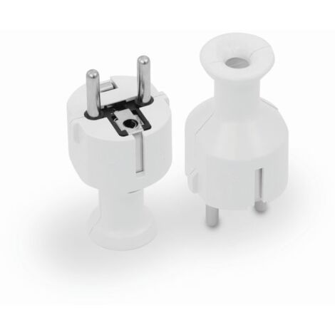 FICHE DROITE DÉTAILLABLE UNI-SCHUKO, 2P+Z 16A, 250V BLANC - VT-301-0040