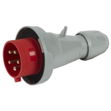 fiche droite mâle - 32 ampères - 3p+n+t - ip67 - rouge - legrand 555439