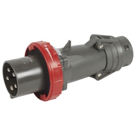 fiche droite male 63 ampères 3p+n+t ip55 rouge - legrand hypra 059448