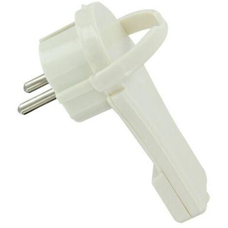 Fiche électrique extra plate 2P+T 16 A – Polycarbonate blanc – Prise mâle pour installations discrètes – Usage professionnel – Dhome