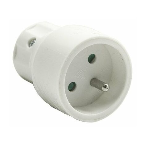 Fiche électrique femelle 2 pôles + terre connexion en haut, 16 A blanc