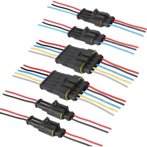 Fiche Étanche Voiture, Prise Électrique Mâle et Femelle, Connecteur AWG (2, 3 et 5 Broches avec Fil)