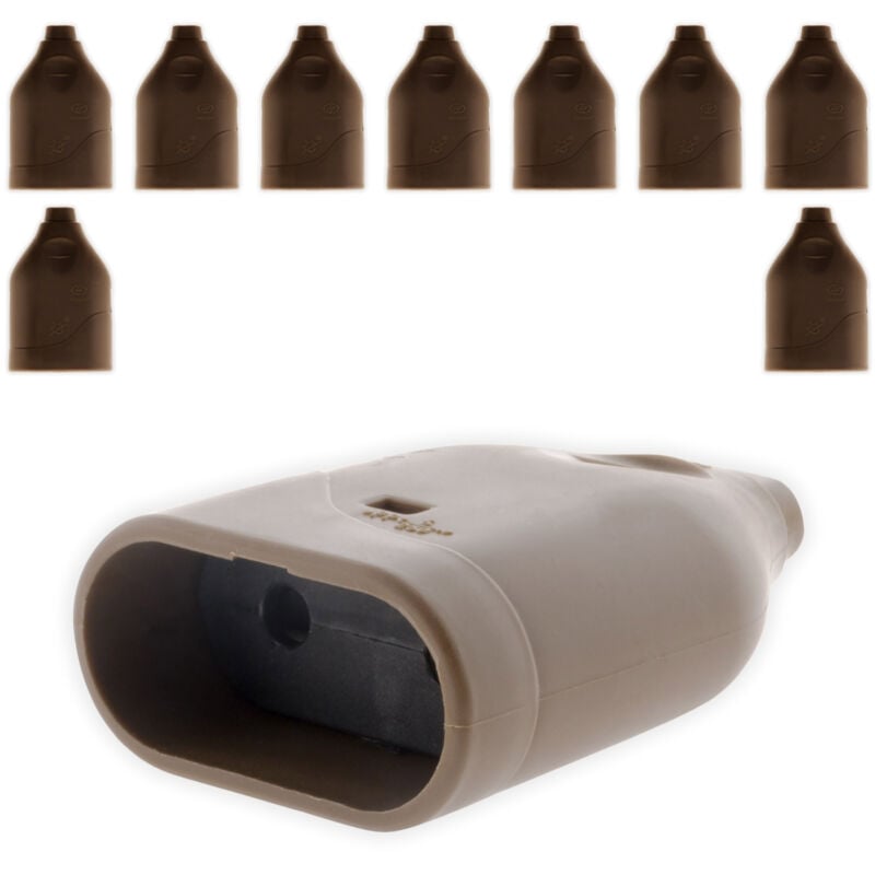 Zenitech - Lot de 10 fiches femelles 2P 6A - Marron