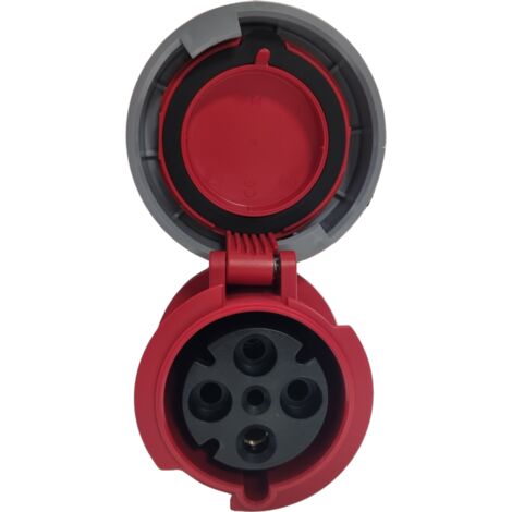 Fiche femelle triphasée 63A 3P+T – Étanchéité IP67 – Raccordement par borne à vis – Compatible avec câble rigide 25mm² et souple 16mm²