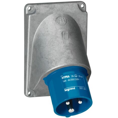 Fiche inclinée Hypra IP44 16A de 200V à 250V 2P+T métal LEGRAND 052162