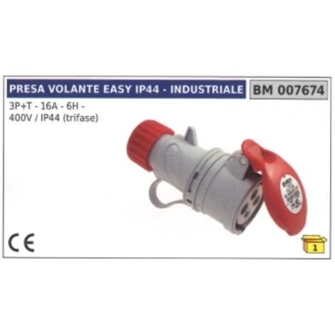 Fiche industrielle Easy IP44 3 pôles+terre 16A - 6H - 400V triphasé 007673