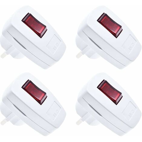 Fiche IP20 avec interrupteur, lot de 4 fiches de contact de protection fiche de contact de protection extra plate 250V (16A), blanc