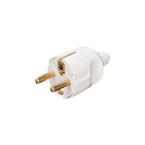 Fiche mâle 16A 2P+T double terre blanc L'EBENOID 021442