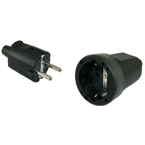 FICHE MALE 220 V CAOUTCHOUC SHUKO