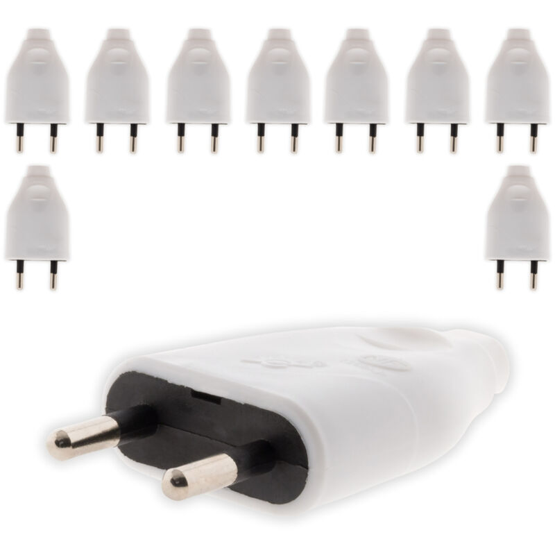 Zenitech - Lot de 10 fiches mâles 2P 6A - Blanc