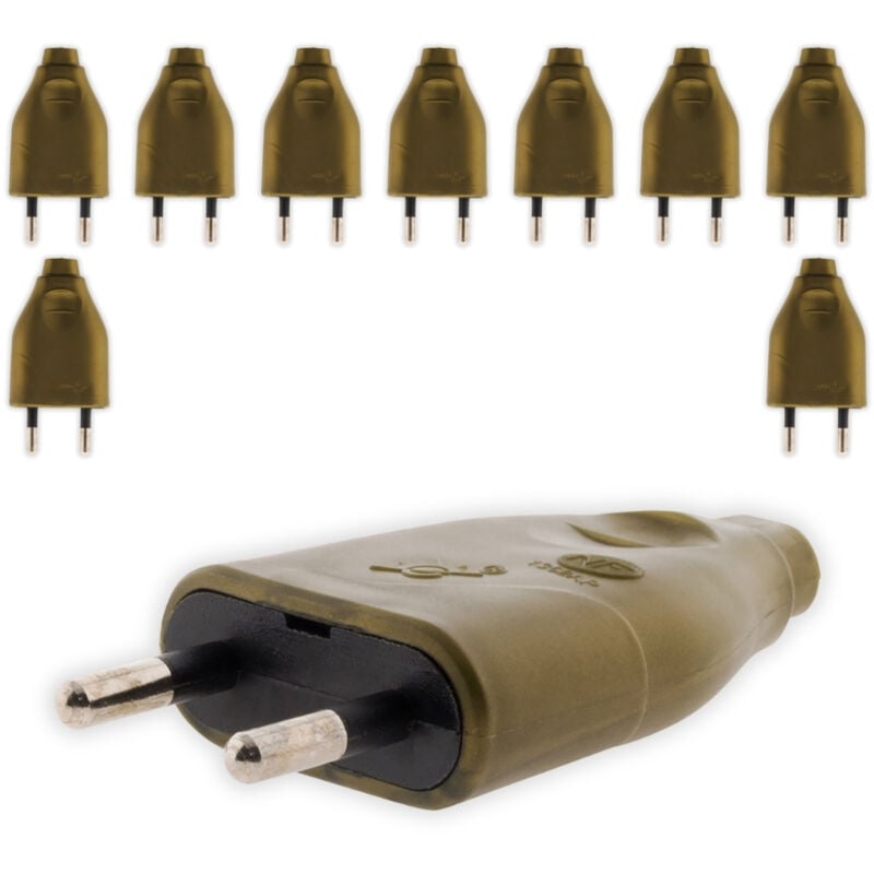 Zenitech - Lot de 10 fiches mâles 2P 6A - Or