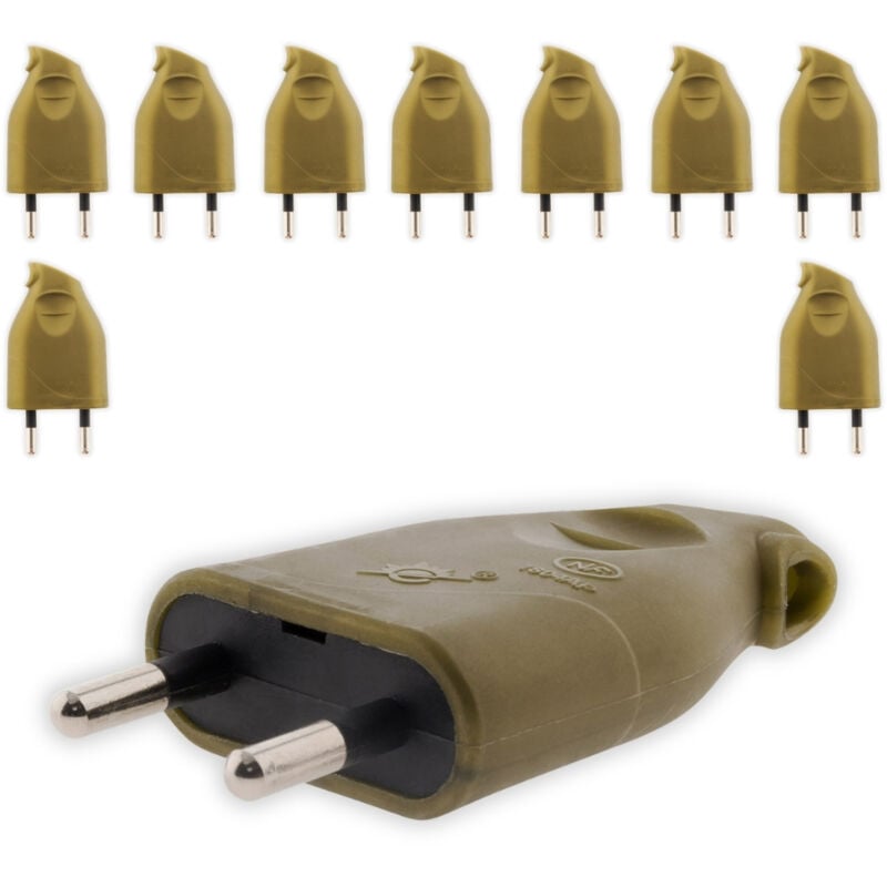 Zenitech - Lot de 10 fiches mâles 2P 6A latérales - Or